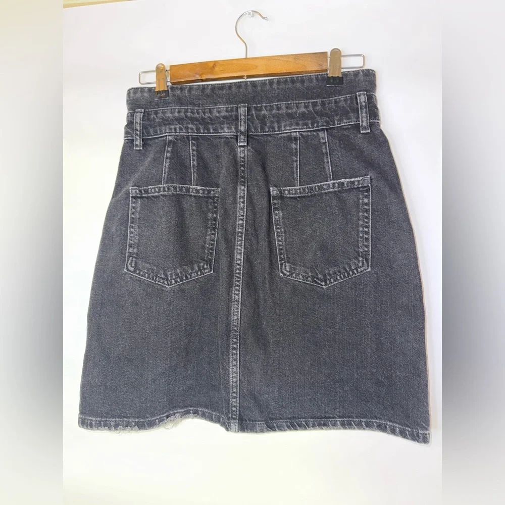 Pilcro Black Button-Front Denim A-Line Skirt- Size 4 - Picture 6 of 10
